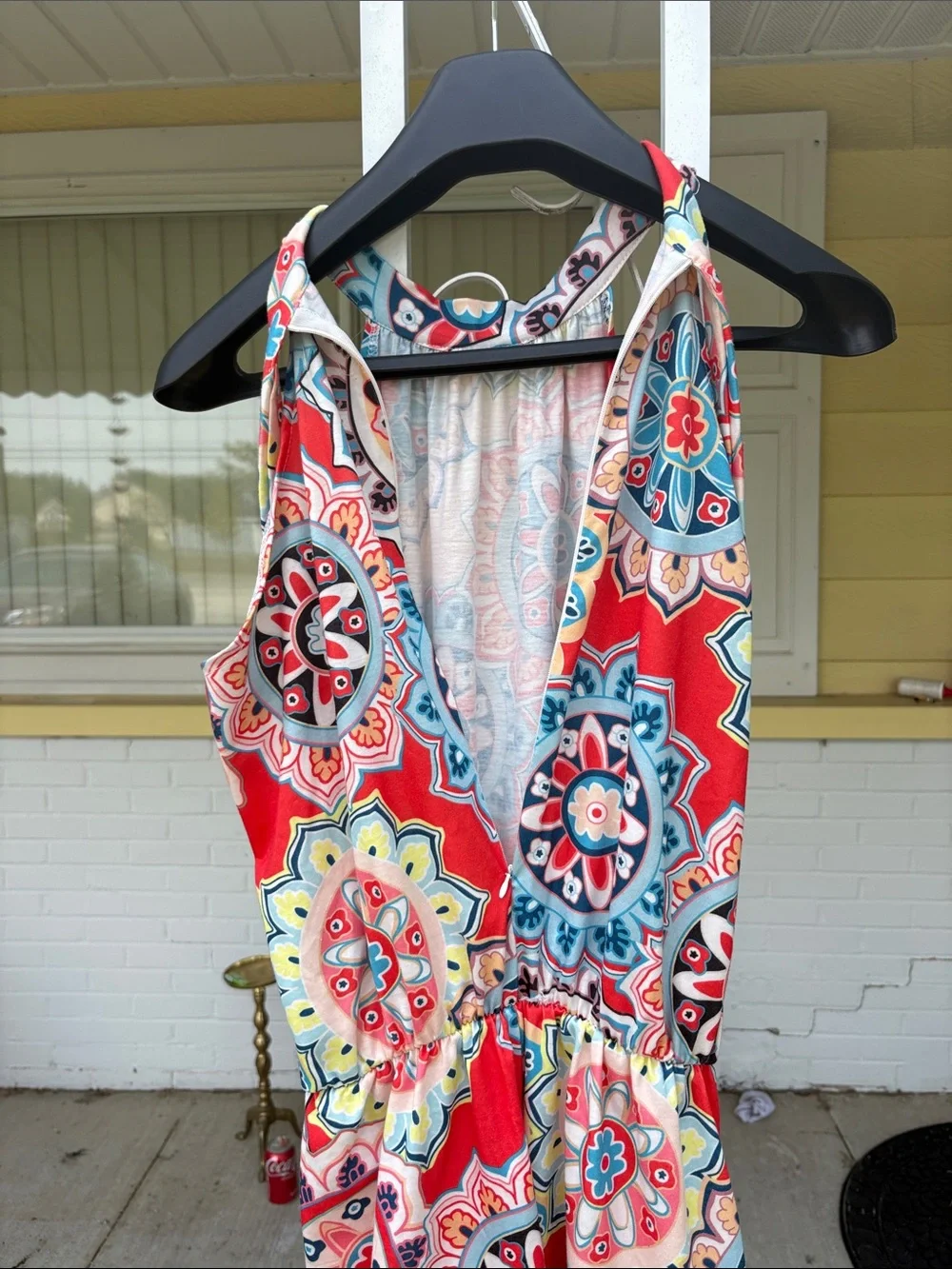 Women’s Red Patterned Halter Romper